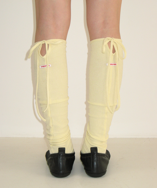 LOGO STRING KNEE SOCKS YELLOW