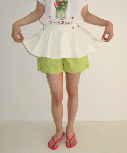 FLARED LAYERED BELT SKIRT WHITE
