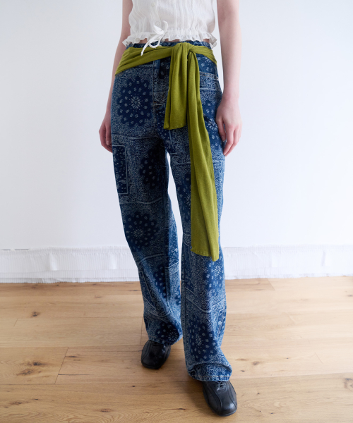 PAISELY DENIM PANTS BLUE