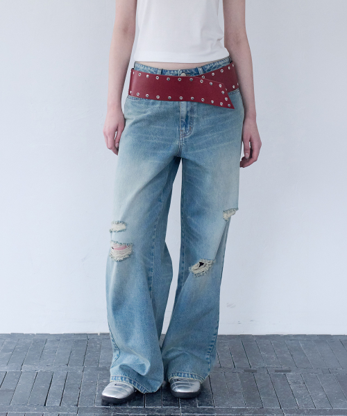 VINTAGE LOW DENIM PANTS LIGHT BLUE