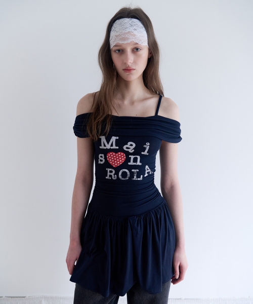 OFF SHOULDER JERSEY ONE PIECE NAVY
