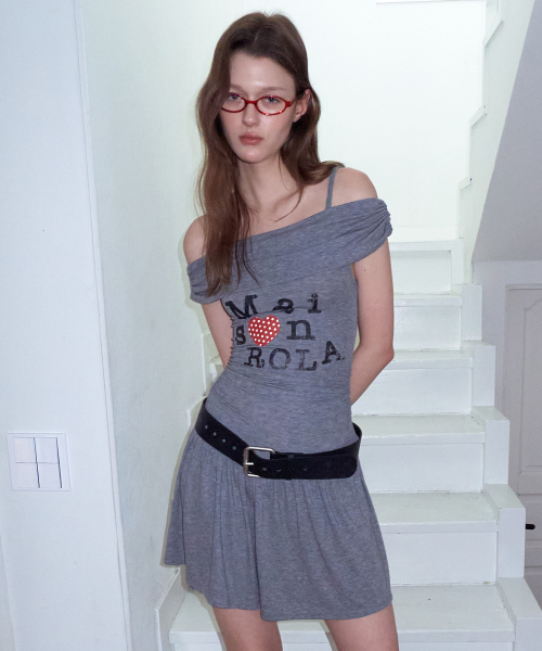 OFF SHOULDER JERSEY ONE PIECE MELANGE GRAY