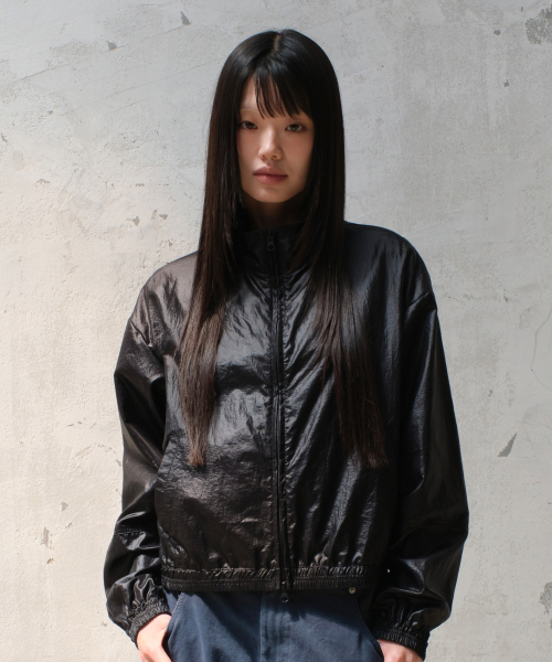 REGULAR FIT SHEER NYLON JACKET (BLACK)