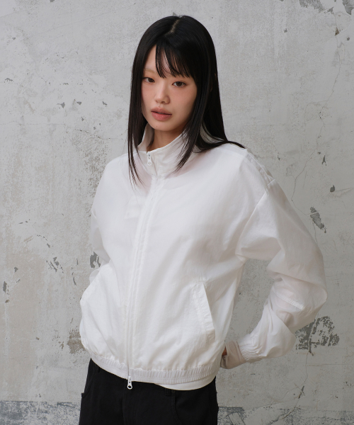 REGULAR FIT SHEER NYLON JACKET (WHITE)