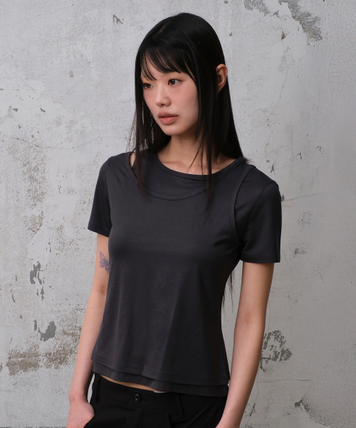 DOUBLE LAYERED T-SHIRTS (CHARCOAL)