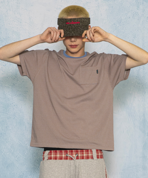 GT168 페이디드 빈티지 스트라이프 티셔츠 (BROWN)