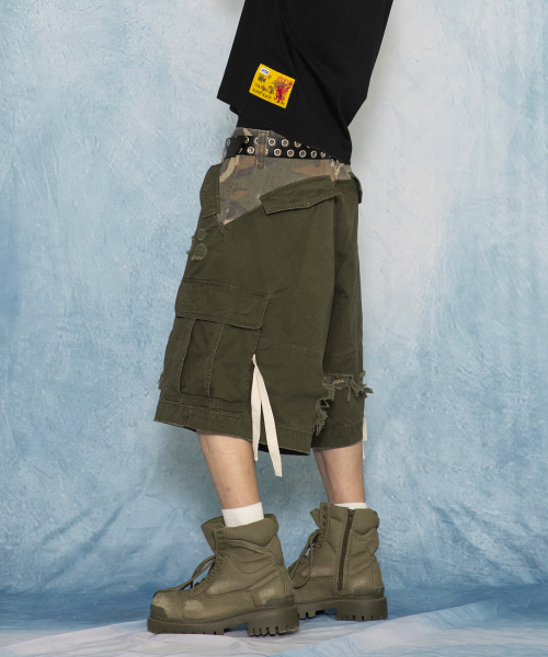 GHP039 카모 믹스드 BDU 카고 쇼츠 (OLIVE)