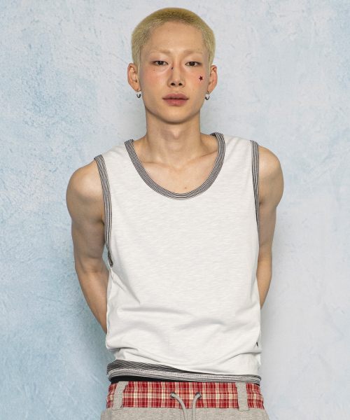 GT186 슬로프 리버시블 스트라이프 슬리브리스 (WHITE/BLACK)