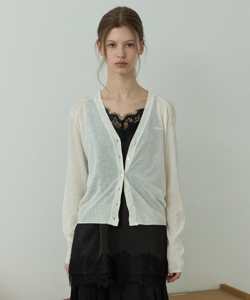 Linen blend summer cardigan Ivory
