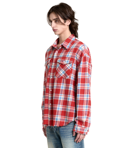 Raw-cut Washed Check Shirt