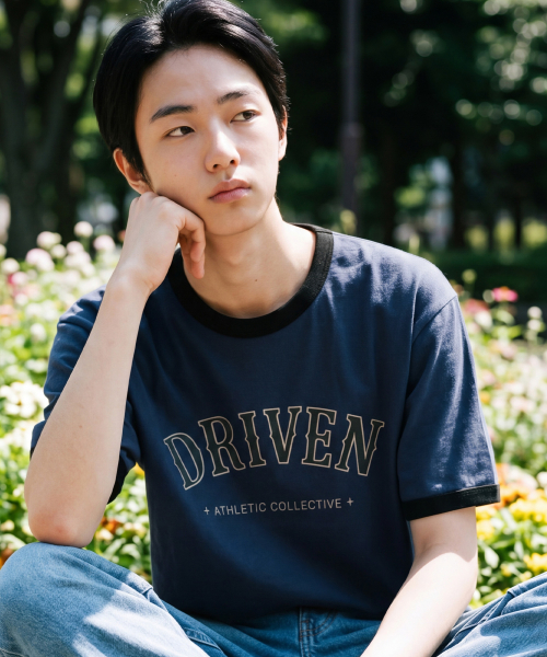 Driven College Ringer Short Sleeve Navy MMST2708