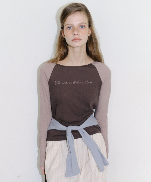 [CORE] SHEER BOATNECK RAGLAN TEE - BROWN