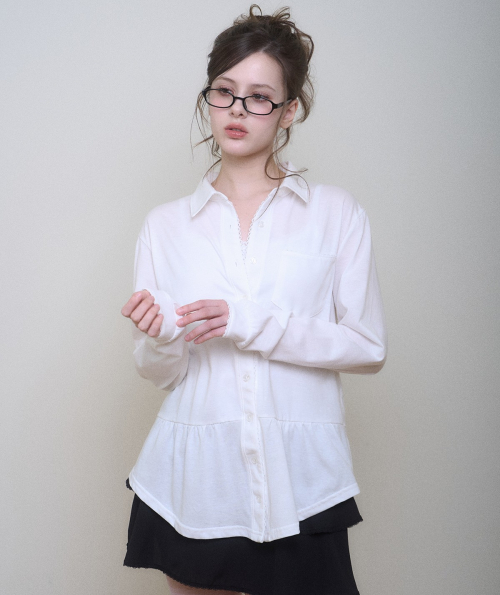 CLASSIC COTTON LACE SHIRT - WHITE
