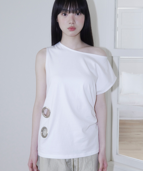 EYELET LOOSE SLEEVELESS (WHITE)