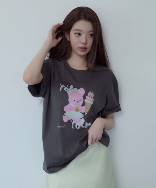 RORABBIT FRIENDS T-SHIRT CHARCOAL