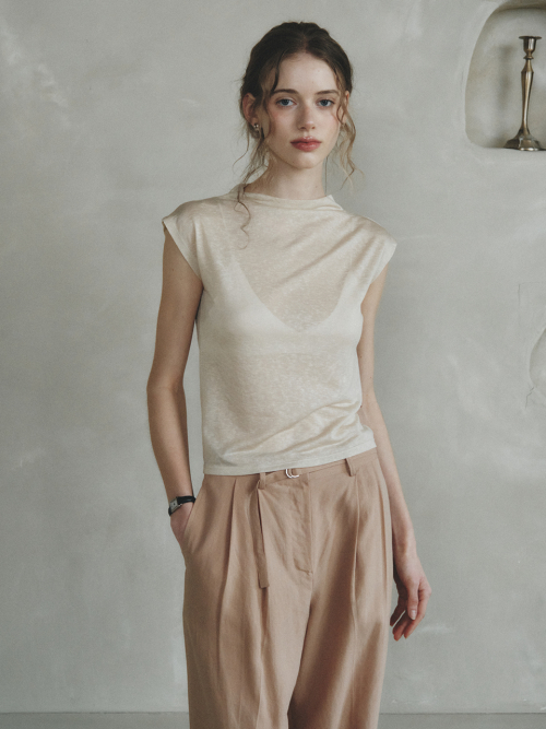 MARGARET half turtleneck T-shirt_BEIGE