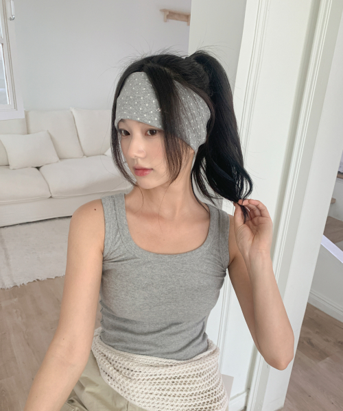 도트 코지 헤어밴드_gray