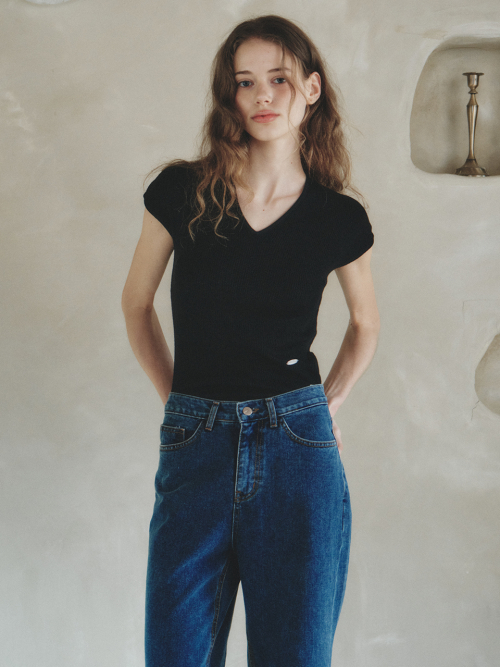 LONDI v-neck wool knit_BLACK