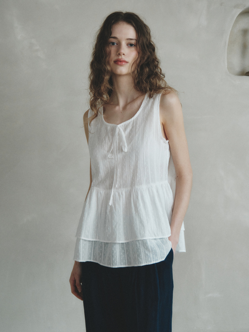 ARENA flare sleeveless blouse_IVORY