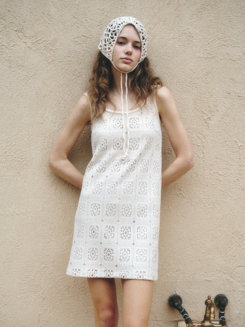 ALLEN crochet mini dress_BEIGE