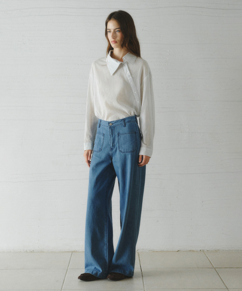 MAJE wide retro pocket jeans_BLUE