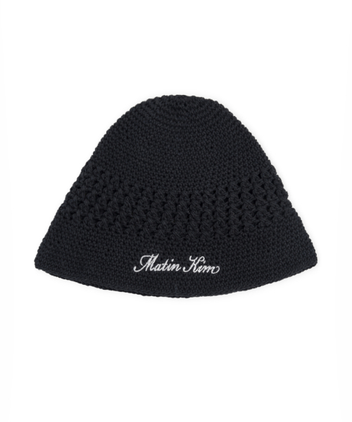 CROCHET COTTON BUCKET HAT IN BLACK