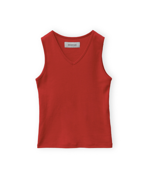 W V Neck Top Sleeveless, Red