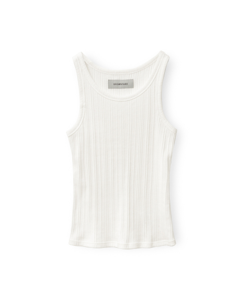 W Ribbed Sleeveless Top, Ivory