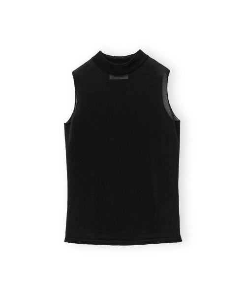 W Mock Neck Sleeveless Knit, Black