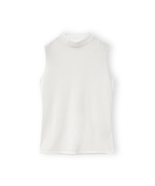 W Mock Neck Sleeveless Knit, White