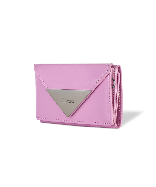 CRINKLE TRIANGLE TRIPLE WALLET - LILAC PINK