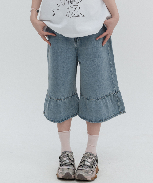 디스코데님 러플 버뮤다팬츠