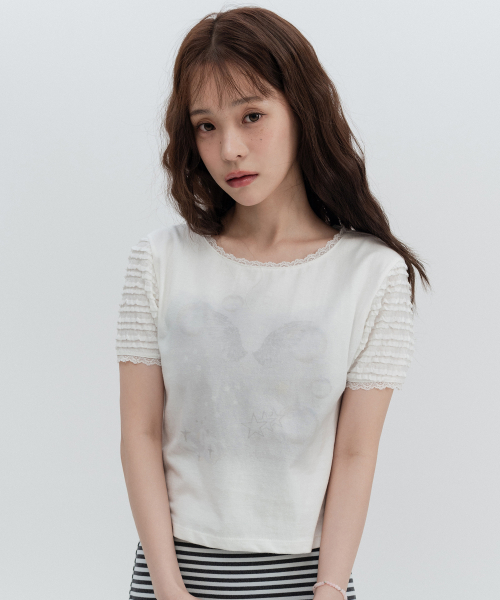 물방울 블러 레이스 티셔츠