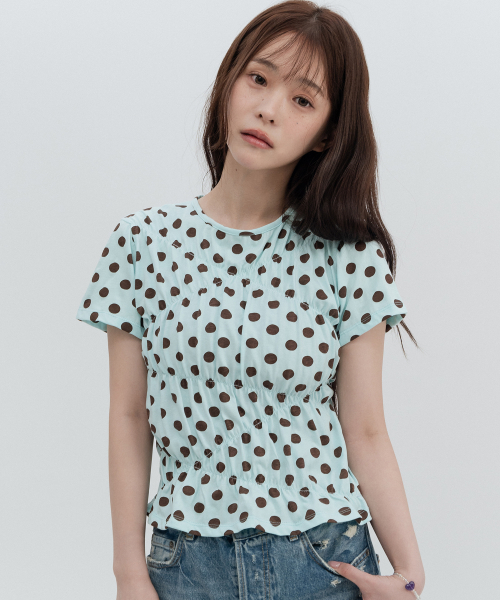 도트 라인셔링 숏슬리브_민트
