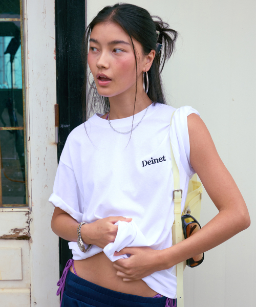 LOGO EMBROIDERY OVERSIZED T-SHIRT IN WHITE