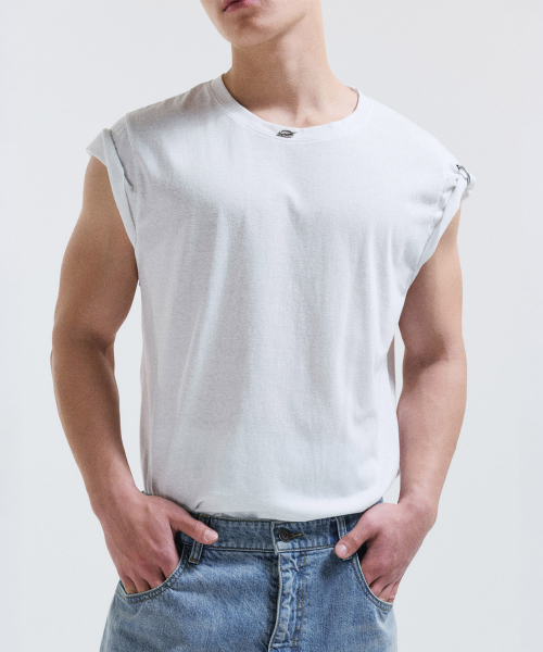 Ring slub sleeveless - white