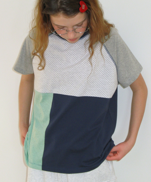 MIX FABRIC RAGLAN T SHIRT MINT