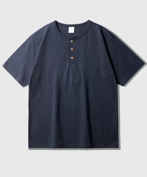 Round Henry Neck Short Sleeve Darknavy KJST2707