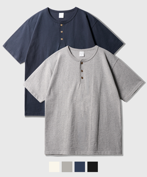 [2PACK] Round Henry Neck Short Sleeve KJST2707