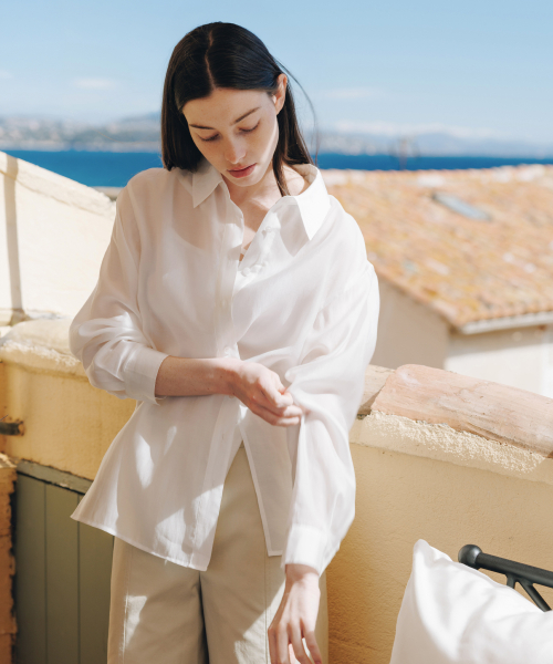 Brise Sheer Drape Shirt_2colors