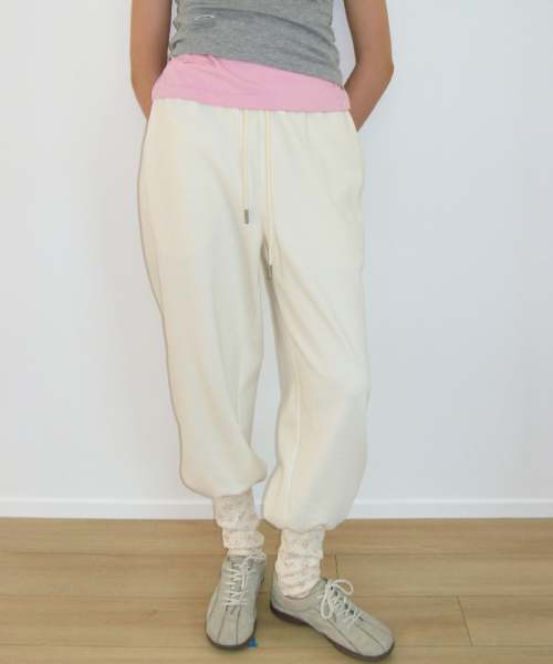 LEG WARMER LAYERED SWEAT PANTS IVORY