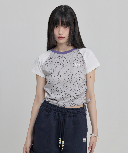 Star Dot Shirring Half Sleeve T-shirt IVORY