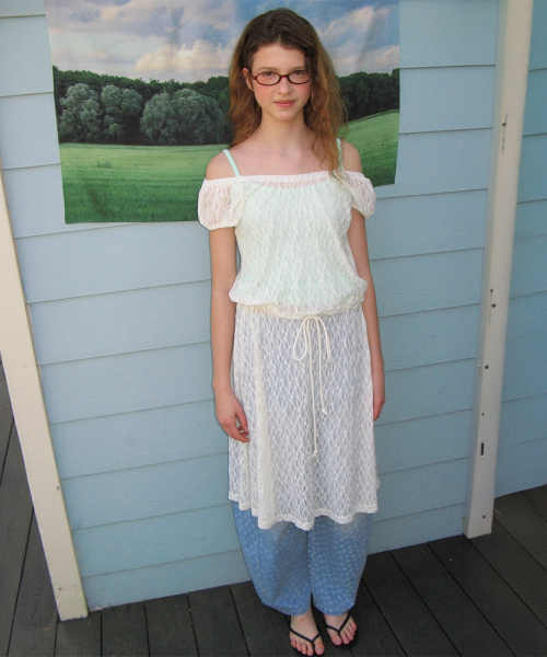 OFF SHOULDER STRING LONG DRESS LACE IVORY