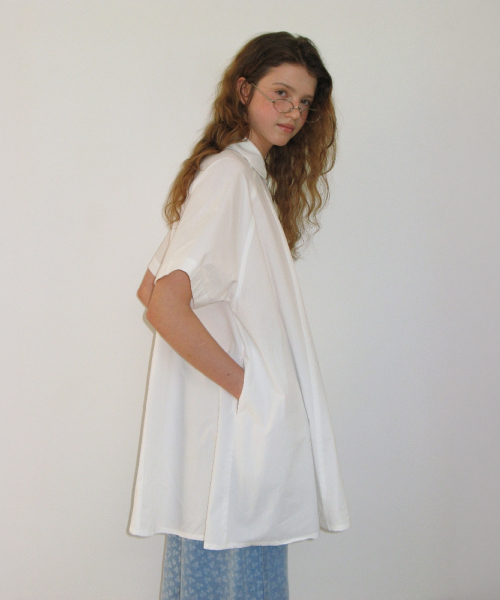 A LINE COLLAR SHIRT DRESS WHITE