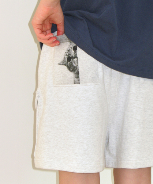 CAT POCKET SWEAT CARGO SHORTS WHITE MELANGE