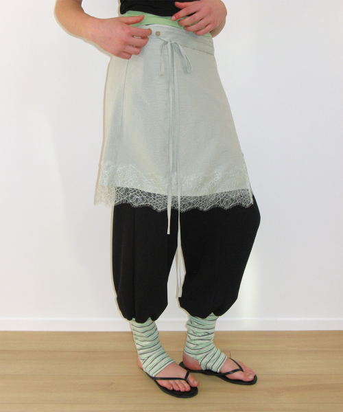 LACE TRIM WRAP SKIRT MINT