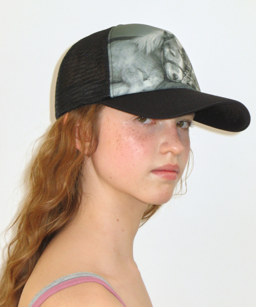 PONY CAT PHOTO MESH CAP BLACK