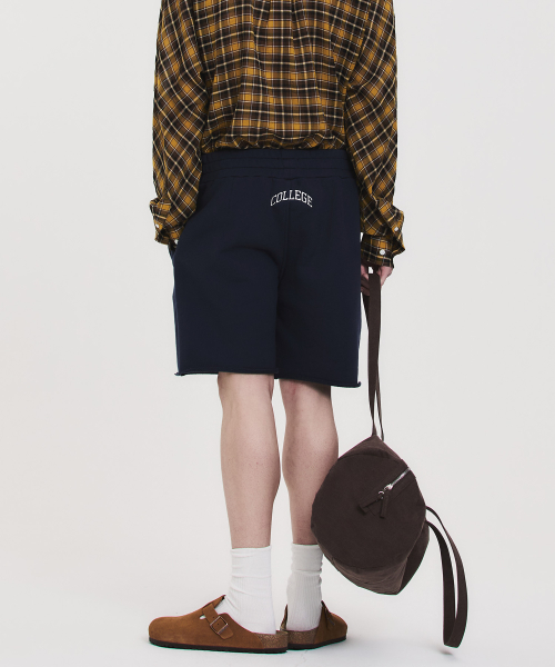 COLLEGE LOGO SWEAT SHORTS NAVY