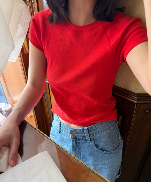 COTTON CAP T-SHIRT (APPLE RED)