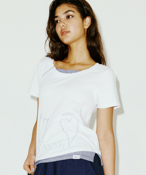 ZIPPER HEART TEE WHITE
